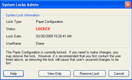 System Lock Display System Locks Admin