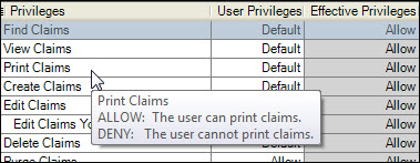 Claims User Privileges